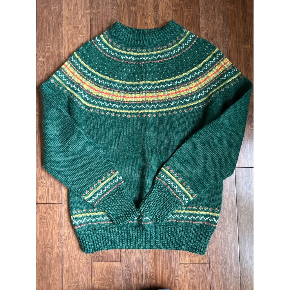 Foldal A/S Vintage Handknitted Norwegian 100% Wool Fair Isle Sweater M / L